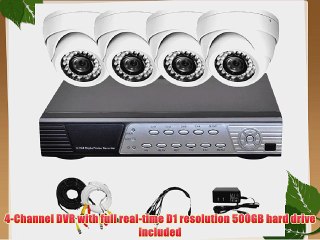 iPower Security SCCMBO0002-500G 4 Channel 500GB HDD Full D1 DVR Security Surveillance System