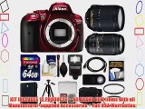 Nikon D5300 Digital SLR Camera Body (Red) with 18-140mm VR Zoom Lens   55-300mm VR Zoom Lens