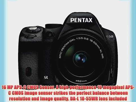 Pentax K-50 16MP Digital SLR Camera Kit with DA L 18-55mm WR f3.5-5.6 Lens (Black)