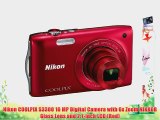 Nikon COOLPIX S3300 16 MP Digital Camera with 6x Zoom NIKKOR Glass Lens and 2.7-inch LCD (Red)