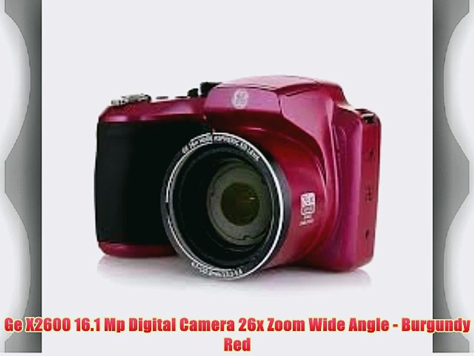 Ge X2600 16.1 Mp Digital Camera 26x Zoom Wide Angle - Burgundy Red