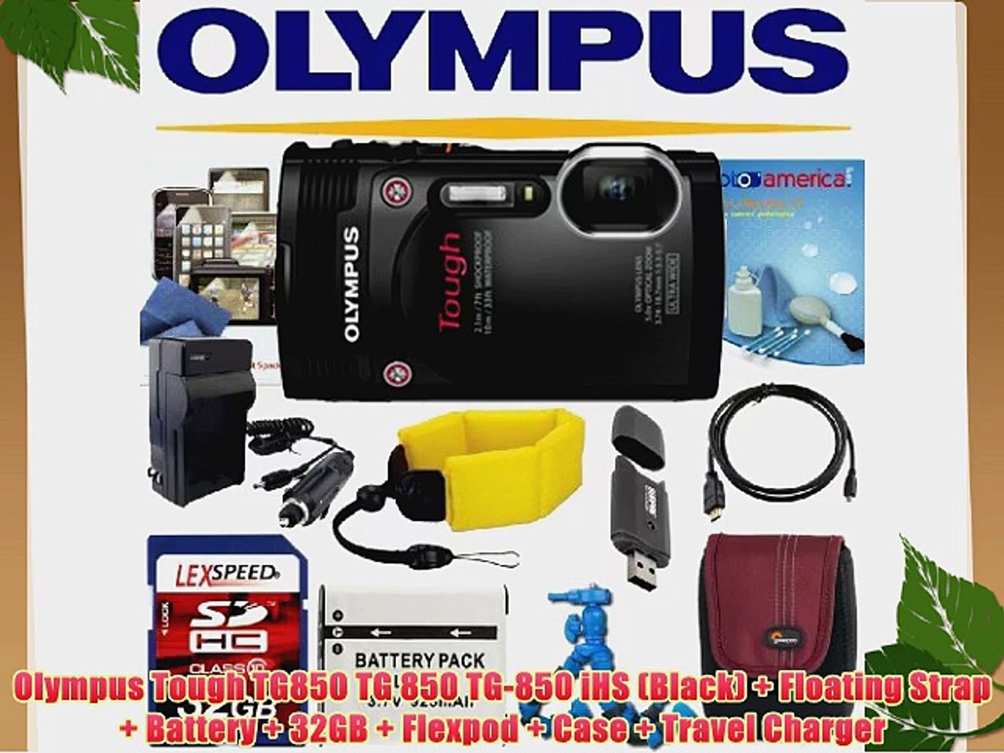Olympus Tough Tg850 Tg 850 Tg 850 Ihs Black Floating Strap Battery 32gb Flexpod Video Dailymotion