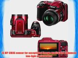 Nikon COOLPIX L820 16 MP Digital Camera with 30x Zoom (Red)   4 AA Batteries withRapid Charger