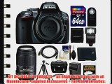 Nikon D5300 Digital SLR Camera Body (Grey) with 55-300mm VR Zoom Lens   64GB Card   Case