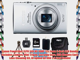 Download Video: Canon PowerShot ELPH 340 HS 16MP 12x Zoom 3-inch LCD Bundle includes: Camera Mini Tripod Carrying