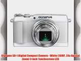 Olympus SH-1 Digital Compact Camera - White (16MP 24x Optical Zoom) 3 inch Touchscreen LCD