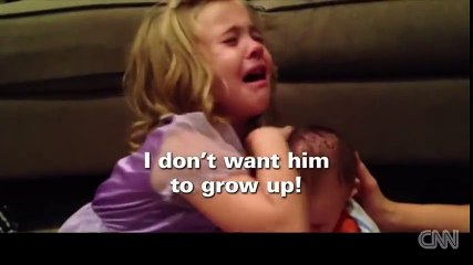 Girl has a breakdown when she's told her brother will get bigger.