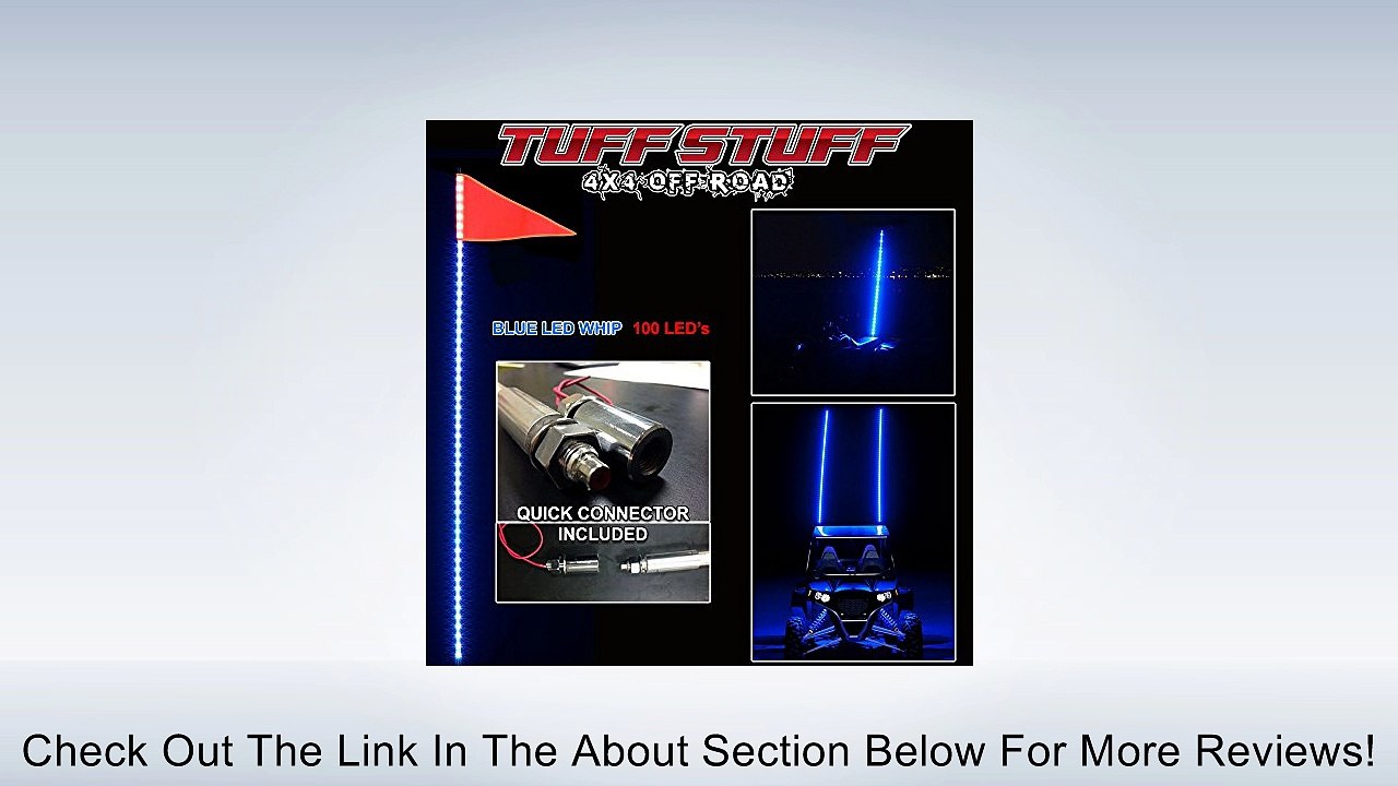Tuff Stuff 6' Atv Utv Truck Blue LED Whip Light & Safety Flag- Blue Review