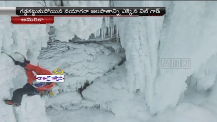 Canadian first person to climb frozen Niagara Falls (31-01-2015)
