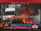 Vehicles set on fire during protest in Karachi
