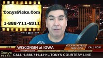 Iowa Hawkeyes vs. Wisconsin Badgers Free Pick Prediction NCAA College Basketball Odds Preview 1-31-2015