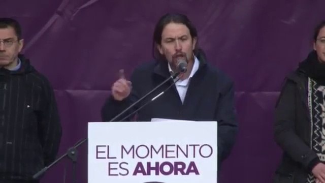 Pablo Iglesias fa un discurs al final de la 'Marxa del canvi' a Madrid