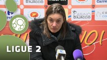 Conférence de presse GFC Ajaccio - Clermont Foot (1-1) : Thierry LAUREY (GFCA) - Corinne DIACRE (CF63) - 2014/2015