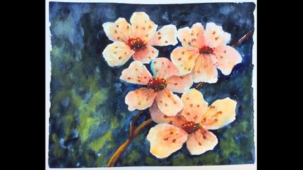 How to paint Cherry Blossoms in Watercolor, easy and fast