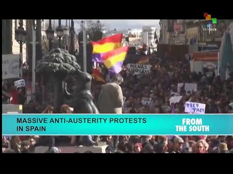 In Spain massive anti-austerity protests support Podemos party