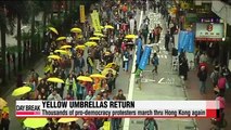 Thousands of pro-democracy protesters march again through Hong Kong