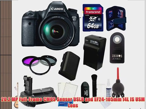 Canon EOS 6D SLR Digital Camera with Canon 24-105mm f/4.0L IS USM AF Lens Battery Grip