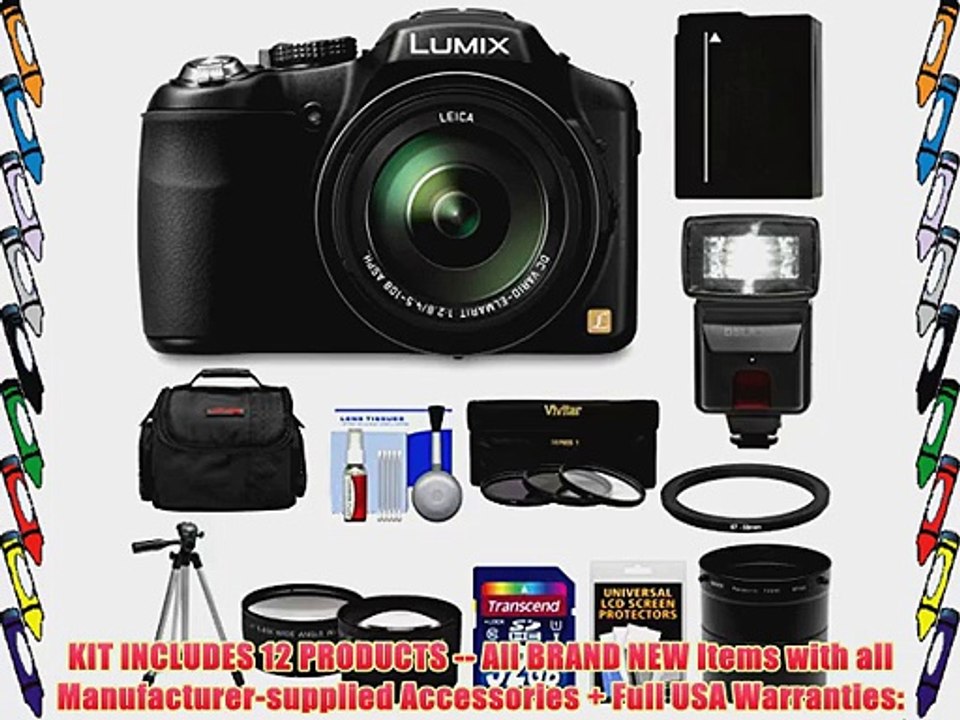 Panasonic Lumix DMC-FZ200 Digital Camera with 32GB Card   Battery   Case   Flash   Lens Set