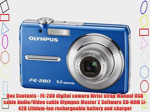 Olympus Stylus FE-280 8MP Digital Camera with Dual Image Stabilized 3x Optical Zoom (Blue)