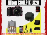 Nikon COOLPIX L820 16 MP Digital Camera with 30x Zoom (Plum) 2600 mAh 4 AA Pack NiMH Rechargeable