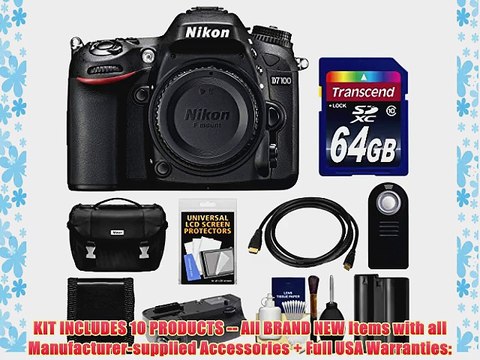 Nikon D7100 Digital SLR Camera Body with 64GB Card Case Battery