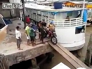 Motorcycle fell down into the sea