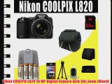 Nikon COOLPIX L820 16 MP Digital Camera with 30x Zoom (Black) 2600 mAh 4 AA Pack NiMH Rechargeable