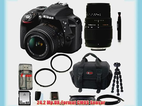 Nikon D3300 DSLR Camera with 18-55mm Lens (Black) Nikon 55-300MM F4.5-5.6G ED VR AF-S DX