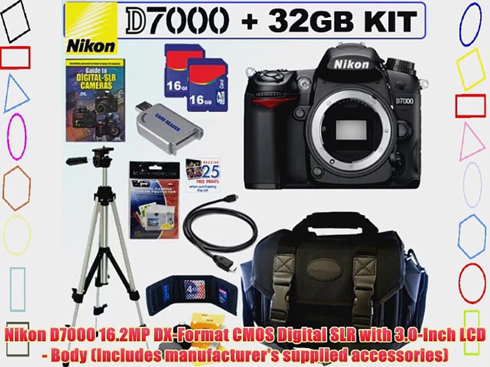 Nikon D7000 16.2MP DX-Format CMOS Digital SLR Camera (Body)   32GB Deluxe Accessory Kit