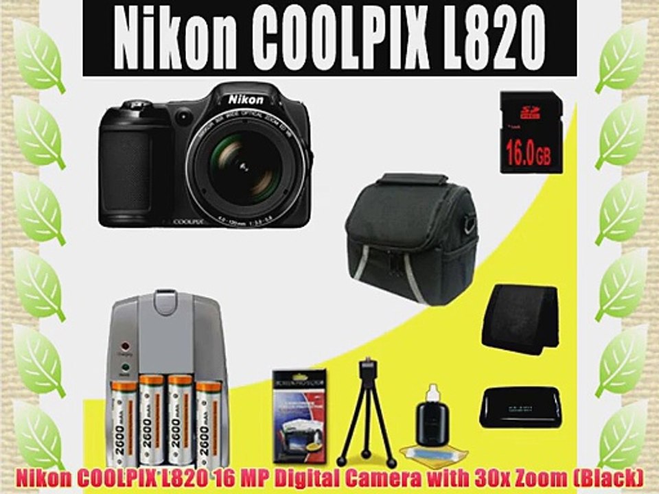 Nikon COOLPIX L820 16 MP Digital Camera with 30x Zoom (Black) 2600 mAh 4 AA Pack NiMH Rechargeable