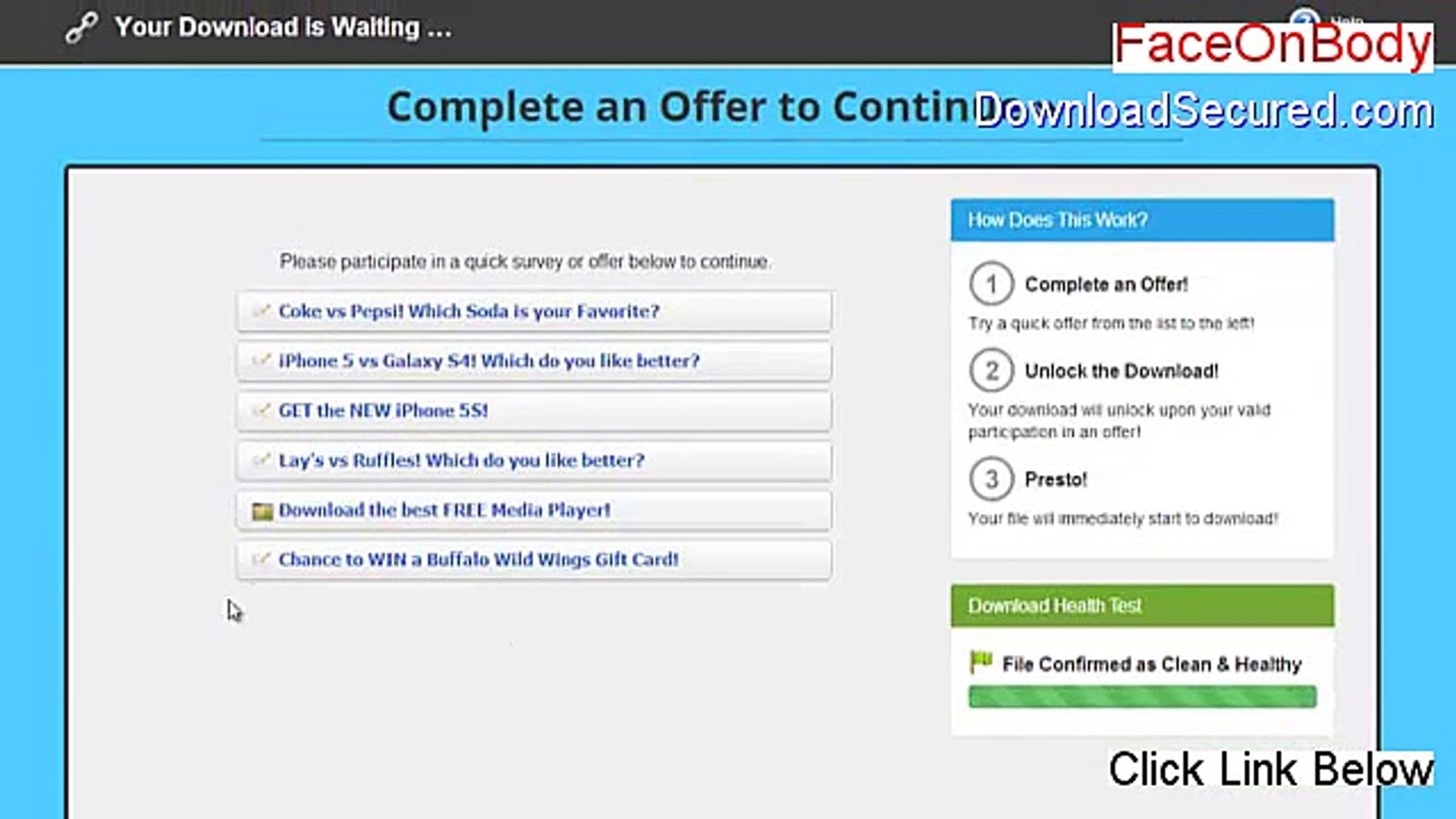 Faceonbody activation main code pro code list