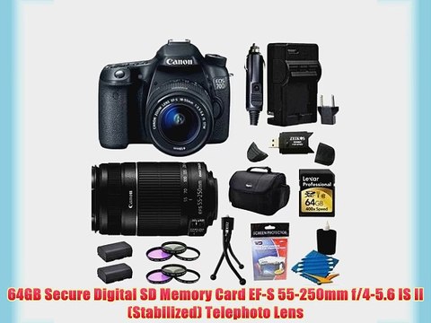 Canon EOS 70D 20.2 MP CMOS Digital SLR Camera and EF-S 18-55mm 64GB Bundle - Includes camera