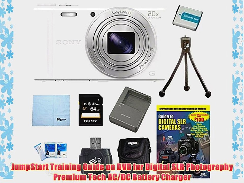 Sony WX350 DSC-WX350 DSCWX350W DSC-WX350/W 18 MP Digital Camera (White) 64GB Kit Includes Camera