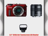 Canon EOS M Mirrorless Digital Camera with EF-M18-55mm IS STM Lens and 90EX Flash (Red)