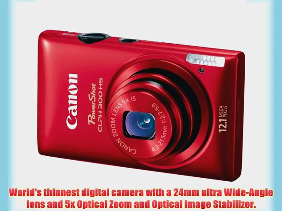 Canon PowerShot ELPH 300 HS 12.1 MP CMOS Digital Camera with Full 1080p HD Video (Red)