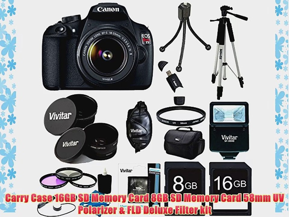 Canon EOS Rebel T5 18MP DSLR Camera Ultra 3 Lens Bundle Includes: Rebel T5 Digital Camera EF-S