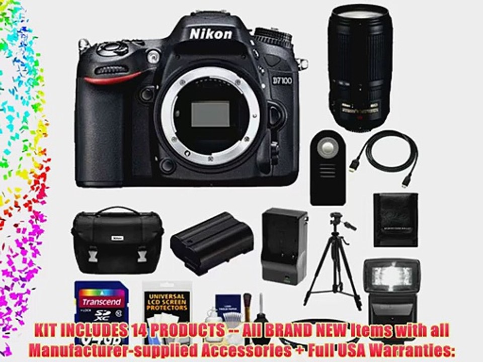 Nikon D7100 Digital SLR Camera Body with 70-300mm Lens   64GB Card   Battery