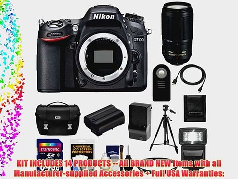 Nikon D7100 Digital SLR Camera Body with 70-300mm Lens 64GB Card Battery