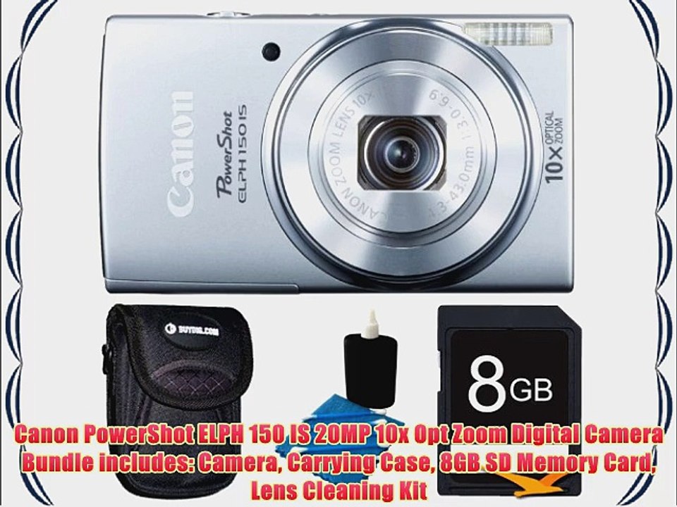 Canon PowerShot ELPH 150 IS 20MP 10x Opt Zoom Digital Camera Bundle includes: Camera Carrying