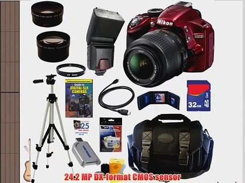 Nikon D3200 24.2 MP CMOS Digital SLR Camera (Red) with 18-55mm f/3.5-5.6 AF-S DX VR NIKKOR