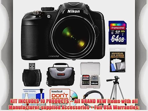 Nikon Coolpix P600 Wi-Fi Digital Camera (Black) with 64GB Card Case Tripod HDMI Cable