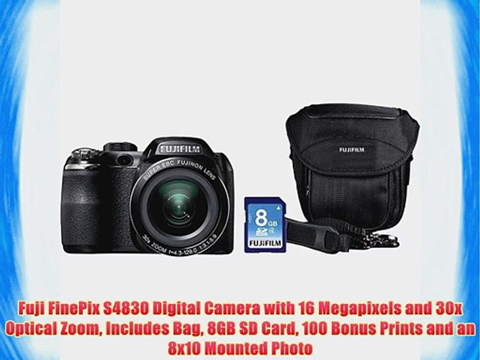 Fuji FinePix S4830 Digital Camera with 16 Megapixels and 30x Optical Zoom Includes Bag 8GB