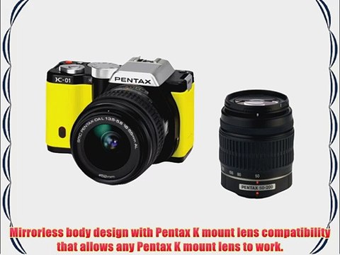 Pentax K-01 16MP APS-C CMOS Compact System Camera with Dual Lens Kit 18-55mm 50-200mm (Yellow)