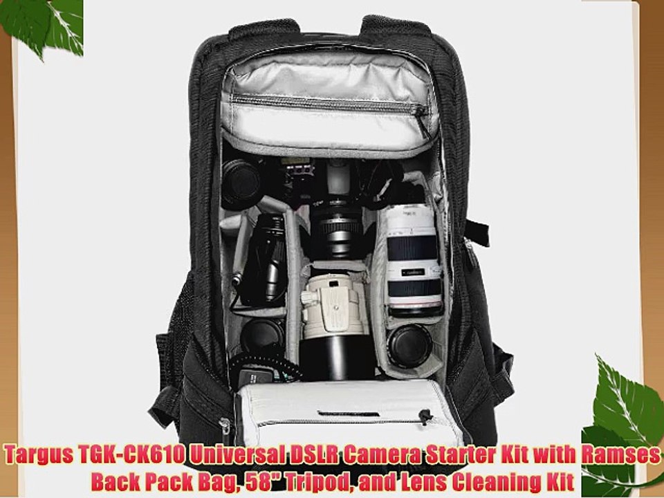 Targus TGK-CK610 Universal DSLR Camera Starter Kit with Ramses Back Pack Bag 58 Tripod and