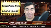 Florida St Seminoles vs. Miami Hurricanes Free Pick Prediction NCAA College Basketball Odds Preview 2-1-2015