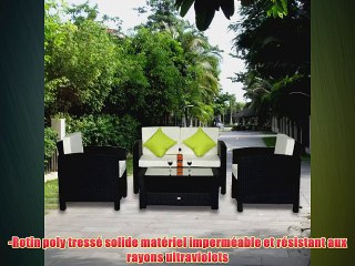 SALON DE JARDIN CANAP? POLY ROTIN TRESS? NOIR 14 PI?CES NEUF 14