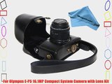 MegaGear Ever Ready Protective Black Leather Camera Case Bag for Olympus PEN E-P5   17mm