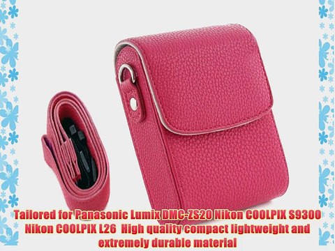 MegaGear Protective Pink Leather Camera Case Bag for for Panasonic Lumix DMC-ZS30 Panasonic
