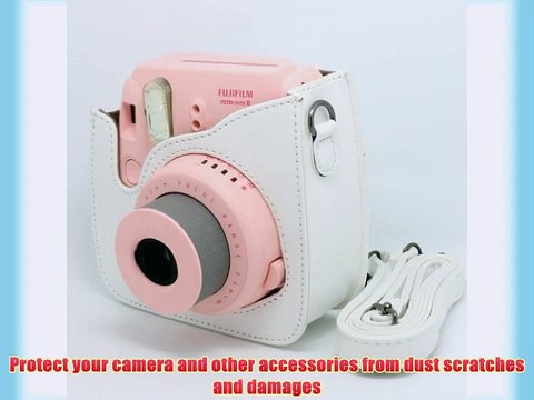 CAIUL Light white PU Leather fuji mini case for Fujifilm Instax Mini 8 Case bag