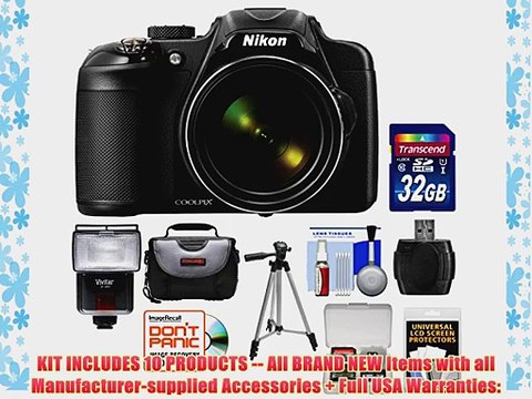 Nikon Coolpix P600 Wi-Fi Digital Camera (Black) with 32GB Card Case Tripod Flash Kit